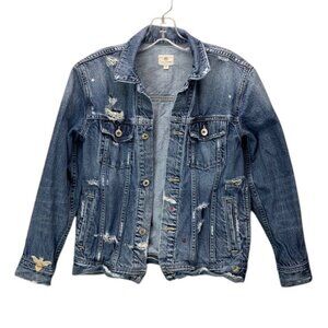AG Adriano Goldschmied Denim Jacket Women’s Blue Fitted Button Front Casual XS‎